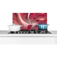 KitchenYeah Spatscherm keuken 70x30 cm - Kookplaat achterwand Stilleven - Bladeren - Plant - Roze - Muurbeschermer - Spatwand fornuis - Hoogwaardig aluminium