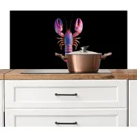 KitchenYeah Spatscherm keuken 100x50 cm - Kookplaat achterwand Kreeft - Paars - Roze - Zwart - Stippen - Lila - Muurbeschermer - Spatwand fornuis - Hoogwaardig aluminium