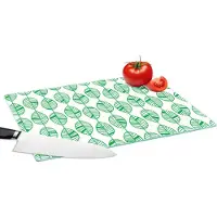 KitchenYeah Glazen Snijplank - 39x28 - Patroon - Blad - Groen - Snijplanken Glas