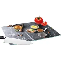 KitchenYeah Glazen Snijplank - 39x28 - Honing - Specerijen - Keuken - Marmer - Snijplanken Glas