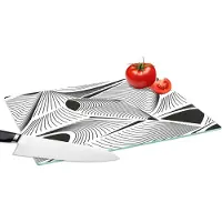 KitchenYeah Glazen Snijplank - 39x28 - Patroon - Abstract - Zwart Wit - Snijplanken Glas