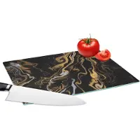 KitchenYeah Glazen Snijplank - 28x20 - Marmer - Zilver - Goud - Abstract - Snijplanken Glas