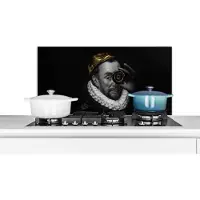 KitchenYeah Spatscherm keuken 80x40 cm - Kookplaat achterwand Schilderij - Willem van Oranje - Goud - Muurbeschermer - Spatwand fornuis - Hoogwaardig aluminium