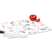 KitchenYeah Glazen Snijplank - 39x28 - Bloemen - Waterverf - Bohemian - Patroon - Snijplanken Glas