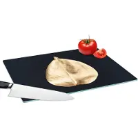 KitchenYeah Glazen Snijplank - 39x28 - Bladeren - Black en gold - Zwart - Goud - Luxe - Snijplanken Glas