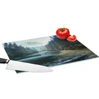 KitchenYeah Glazen Snijplank - 39x28 - Bos - Gras - Bergen - Bomen - Natuur - Snijplanken Glas