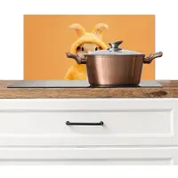 KitchenYeah Spatscherm keuken 60x30 cm - Kookplaat achterwand Paashaas - Kostuum - Eend - Muurbeschermer - Spatwand fornuis - Hoogwaardig aluminium