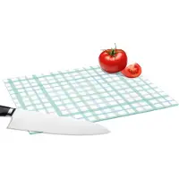 KitchenYeah Glazen Snijplank - 28x20 - Pastel - Patronen - Blauw - Snijplanken Glas