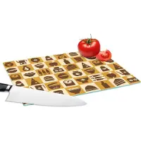 KitchenYeah Glazen Snijplank - 28x20 - Keuken - Koken - Vintage - Patronen - Snijplanken Glas