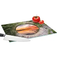 KitchenYeah Glazen Snijplank - 39x28 - Zee - Zonsondergang - Doorkijk - Snijplanken Glas