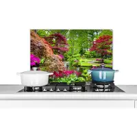 KitchenYeah - Spatscherm - Bomen - Bloemen - Japan - Natuur - Water - Spatwand - Muurbeschermer - 60x40 cm - Spatscherm keuken - Keuken achterwand