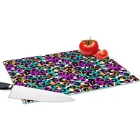 KitchenYeah Glazen Snijplank - 39x28 - Dierenprint - Panter - Regenboog - Snijplanken Glas