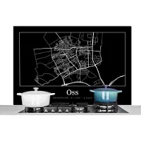 KitchenYeah Spatscherm keuken 120x80 cm - Kookplaat achterwand Oss - Plattegrond - Stadskaart - Kaart - Muurbeschermer - Spatwand fornuis - Hoogwaardig aluminium