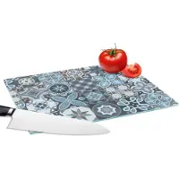 KitchenYeah Glazen Snijplank - 28x20 - Design - Bloem - Blauw - Figuren - Snijplanken Glas