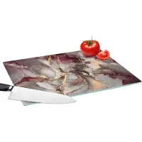KitchenYeah Glazen Snijplank - 39x28 - Goud - Marmer - Paars - Snijplanken Glas