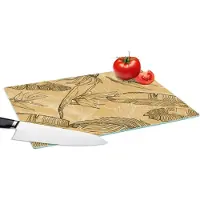 KitchenYeah Glazen Snijplank - 39x28 - Bladeren - Zomer - Tropisch - Hawaii - Snijplanken Glas