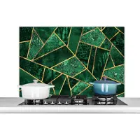 KitchenYeah Spatscherm keuken - Patronen - Goud - Groen - Edelsteen - Keuken achterwand - Keuken - 100x65 cm - Spatscherm