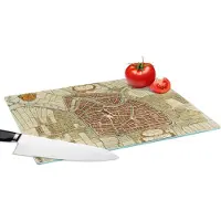 KitchenYeah Glazen Snijplank - 39x28 - Stadskaart - Vintage - Haarlem - Snijplanken Glas