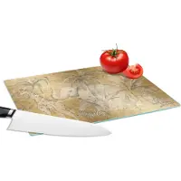 KitchenYeah Glazen Snijplank - 28x20 - Jungle - Kinderen - Goud - Kinderen - Dieren - Snijplanken Glas