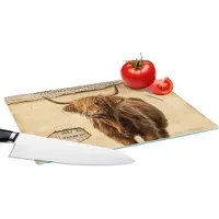 KitchenYeah Glazen Snijplank - 28x20 - Hooglander - Vintage - Krant - Snijplanken Glas