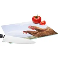 KitchenYeah Glazen Snijplank - 28x20 - Close-up van twee kippen - Snijplanken Glas