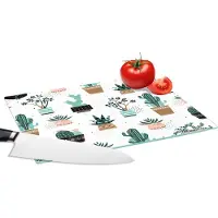 KitchenYeah Glazen Snijplank - 28x20 - Patronen - Cactus - Planten - Snijplanken Glas