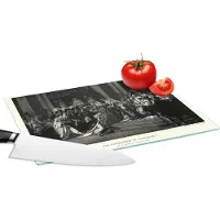 KitchenYeah Glazen Snijplank - 28x20 - Illustratie van Napoleon Bonaparte en een grote groep mensen - Snijplanken Glas