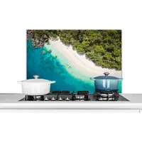 KitchenYeah Spatscherm keuken 80x55 cm - Kookplaat achterwand Strand - Stenen - Australië - Muurbeschermer - Spatwand fornuis - Hoogwaardig aluminium
