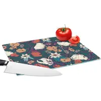 KitchenYeah Glazen Snijplank - 28x20 - Botanisch - Vintage - Bloemen - Snijplanken Glas