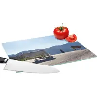 KitchenYeah Glazen Snijplank - 28x20 - Schotse hooglander - Licht - Berg - Natuur - Snijplanken Glas