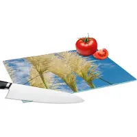 KitchenYeah Glazen Snijplank - 28x20 - Planten - Pampasgras - Lucht - Snijplanken Glas
