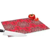 KitchenYeah Glazen Snijplank - 39x28 - Mandala - Design - Bloem - Snijplanken Glas