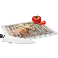 KitchenYeah Glazen Snijplank - 28x20 - Schotse hooglander - Doorkijk - Dier - Natuur - Snijplanken Glas