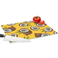 KitchenYeah Glazen Snijplank - 39x28 - Kokosnoot - Hawaii - Tropisch - Bladeren - Design - Snijplanken Glas