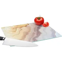 KitchenYeah Glazen Snijplank - 28x20 - Marmer - Textuur - Zandsteen - Goud - Marmerlook - Snijplanken Glas