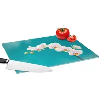 KitchenYeah Glazen Snijplank - 39x28 - Orchidee - Bloemen - Plant - Wit - Paars - Snijplanken Glas