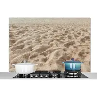 KitchenYeah Spatscherm keuken 120x80 cm - Kookplaat achterwand Zomer - Zand - Strand - Muurbeschermer - Spatwand fornuis - Hoogwaardig aluminium