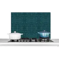 KitchenYeah Spatscherm keuken 80x55 cm - Kookplaat achterwand Inductie beschermer - Leer - Blauw - Dierenhuid - Muurbeschermer - Spatwand fornuis - Hoogwaardig aluminium