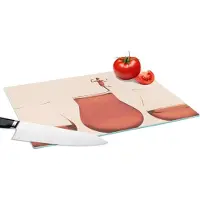 KitchenYeah Glazen Snijplank - 39x28 - Vrouw - Wijn - Wijnglas - Vintage - Snijplanken Glas