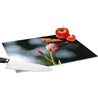 KitchenYeah Glazen Snijplank - 39x28 - Vlinder - Bloemen - Insecten - Snijplanken Glas