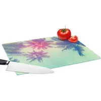 KitchenYeah Glazen Snijplank - 39x28 - Palmbomen - Palmbladeren - Palm - Zomer - Tropisch - Snijplanken Glas
