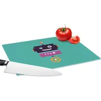 KitchenYeah Glazen Snijplank - 28x20 - Robot - Wiel - Paars - Groen - Jongens - Kids - Snijplanken Glas