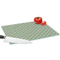 KitchenYeah Glazen Snijplank - 39x28 - Sneeuwvlok - Winter - Vintage - Patroon - Kerst - Snijplanken Glas