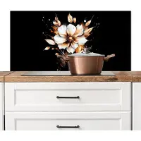 KitchenYeah Spatscherm keuken 100x50 cm - Kookplaat achterwand Bloem - Verf - Goud - Graffiti - Modern - Muurbeschermer - Spatwand fornuis - Hoogwaardig aluminium