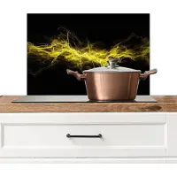 KitchenYeah Spatscherm keuken 70x50 cm - Kookplaat achterwand Elektriciteit - Geel - Energie - Muurbeschermer - Spatwand fornuis - Hoogwaardig aluminium