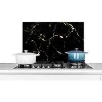 KitchenYeah Spatscherm keuken 60x40 cm - Kookplaat achterwand Marmer - Kalk - Zwart - Goud - Muurbeschermer - Spatwand fornuis - Hoogwaardig aluminium