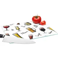 KitchenYeah Glazen Snijplank - 28x20 - Bier - Glazen - Patroon - Snijplanken Glas