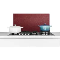 KitchenYeah Spatscherm keuken 60x30 cm - Kookplaat achterwand Leer - Lederlook - Rood - Licht - Muurbeschermer - Spatwand fornuis - Hoogwaardig aluminium