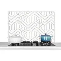 KitchenYeah Spatscherm - Patronen - Design - Lijn - Zwart - Wit - 100x65 cm - Achterwand keuken