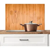 KitchenYeah Spatscherm keuken 90x60 cm - Kookplaat achterwand hout - Houtlook - Muurbeschermer hittebestendig - Spatwand fornuis - Hoogwaardig aluminium - Wanddecoratie industrieel